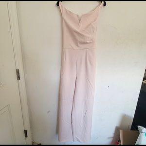 Coast Blush Pink Off The Shoulder Tie Back Long Pant Jumpsuit Size 8